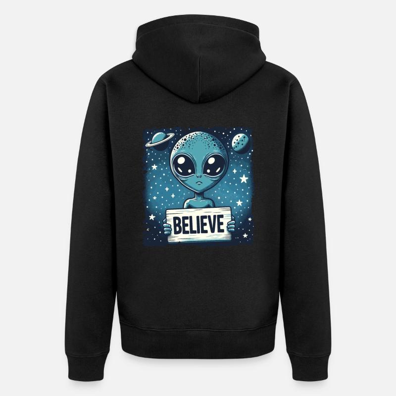 Drôle Alien Alien Croire - Veste à capuche bio Premium Unisexe - noir
