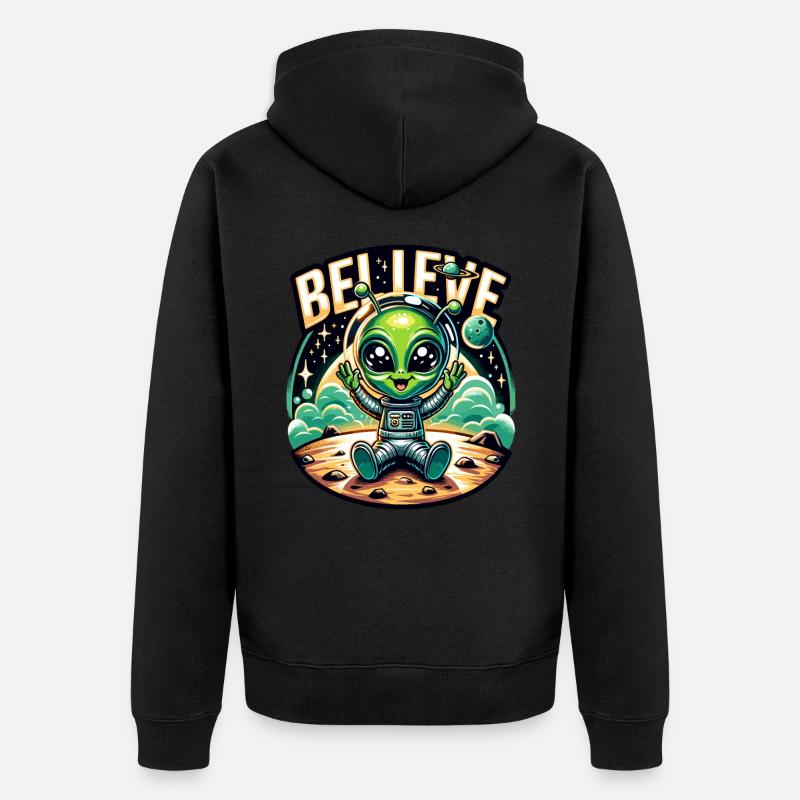 Drôle Alien Alien Croire - Veste à capuche bio Premium Unisexe - noir
