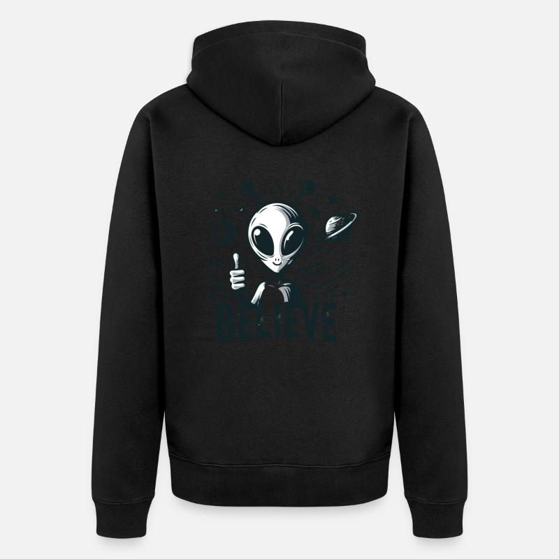 Drôle Alien Alien Croire - Veste à capuche bio Premium Unisexe - noir