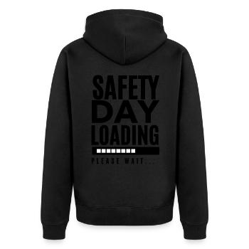 Safety Day Loading - Please Wait | Safety Day Gift - Unisex Premium Organic Zip Hoodie - black - Back - Nico (187cm)