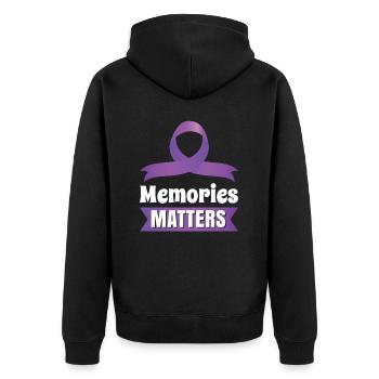 Erinnerungen Sind Wichtig - Unisex Premium Bio Zip Hoodie - Schwarz - Hinten - Nico (187cm)