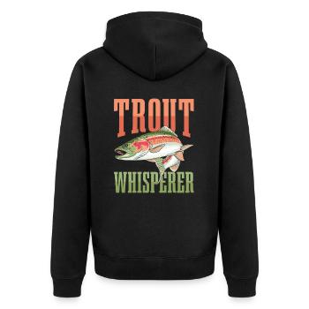 Trout whisperer for all fishing fans - Unisex Premium Organic Zip Hoodie - black - Back - Nico (187cm)