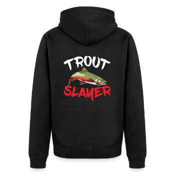 Trout killer for all fishing fans - Unisex Premium Organic Zip Hoodie - black - Back - Nico (187cm)