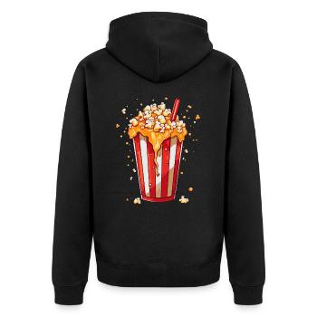 Trucs de cinéma : boisson gazeuse, pop-corn au miel - Veste à capuche bio Premium Unisexe - noir - Dos - Nico (187cm)