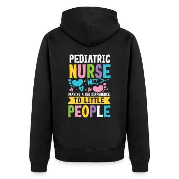 Pediatric Nurse A Big Difference To Little People - Unisex Premium Bio Zip Hoodie - Schwarz - Hinten - Nico (187cm)
