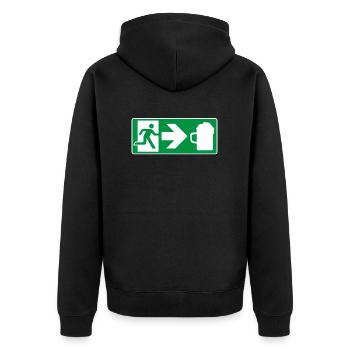 Notausgang Bier - Unisex Premium Bio Zip Hoodie - Schwarz - Hinten - Nico (187cm)
