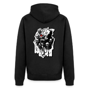 Zombie-Schädel und Totenköpfe - Unisex Premium Bio Zip Hoodie - Schwarz - Hinten - Nico (187cm)