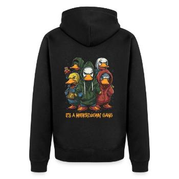 L’ornithorynque marche les canards de rue - Veste à capuche bio Premium Unisexe - noir - Dos - Nico (187cm)