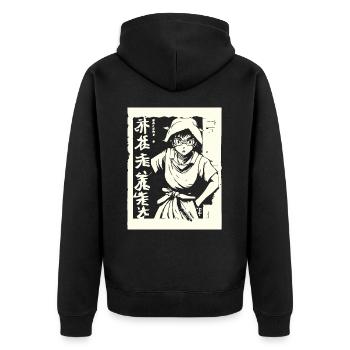 Japanisches Manga Anime Otaku Ninja - Unisex Premium Bio Zip Hoodie - Schwarz - Hinten - Nico (187cm)