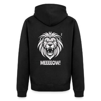 Meow emblem of a lion's head - Unisex Premium Organic Zip Hoodie - black - Back - Nico (187cm)