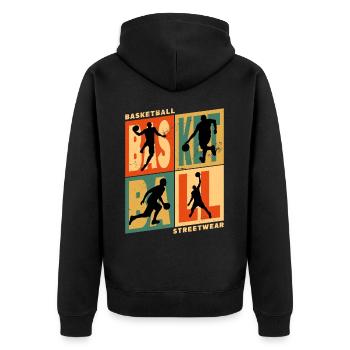 Basket-ball Basket-ball joueur Fan Vintage rétro - Veste à capuche bio Premium Unisexe - noir - Dos - Nico (187cm)