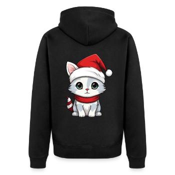 Chat Noël Chat De Noël Mignon Joyeux Catmas - Veste à capuche bio Premium Unisexe - noir - Dos - Nico (187cm)