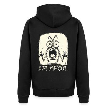 Ein Cartoon-Insekt schreit: Lass mich raus! - Unisex Premium Bio Zip Hoodie - Schwarz - Hinten - Nico (187cm)