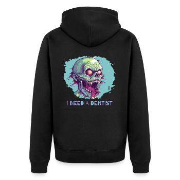 Zombie de mauvaises dents, j’ai besoin d’un dentiste - Veste à capuche bio Premium Unisexe - noir - Dos - Nico (187cm)