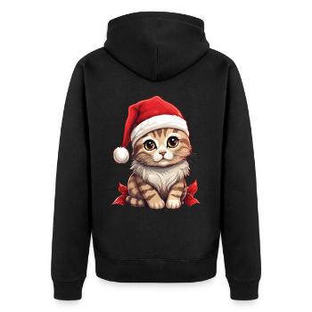 Chat Noël Chat De Noël Mignon Joyeux Catmas - Veste à capuche bio Premium Unisexe - noir - Dos - Nico (187cm)