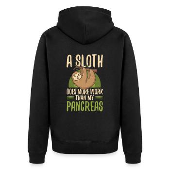 A sloth does more work than mine - Unisex Premium Organic Zip Hoodie - black - Back - Nico (187cm)