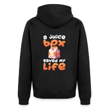 A juice box has killed my supporter - Unisex Premium Organic Zip Hoodie - black - Back - Nico (187cm)