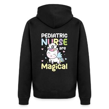 Pediatric Nurse Are Magical - Unisex Premium Bio Zip Hoodie - Schwarz - Hinten - Nico (187cm)
