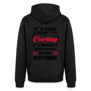 It's Okay If You Don't Like curling - Unisex Premium Bio Zip Hoodie - Schwarz - Hinten - Nico (187cm)