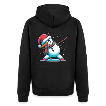 Dabbing Weihnachts Schneemann Dab Weihnachten - Unisex Premium Bio Zip Hoodie - Schwarz - Hinten - Nico (187cm)