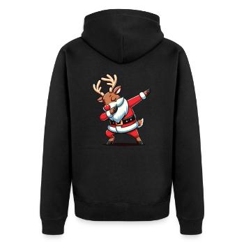 Dabbing Weihnachts Rentier Dab Weihnachten - Unisex Premium Bio Zip Hoodie - Schwarz - Hinten - Nico (187cm)
