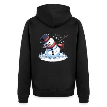 Dabbing Weihnachts Schneemann Dab Weihnachten - Unisex Premium Bio Zip Hoodie - Schwarz - Hinten - Nico (187cm)