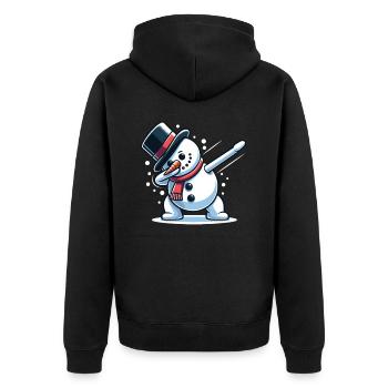 Dabbing Weihnachts Schneemann Dab Weihnachten - Unisex Premium Bio Zip Hoodie - Schwarz - Hinten - Nico (187cm)