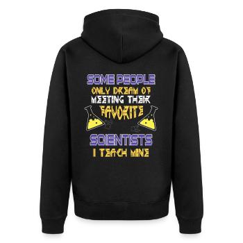 SCIENCE TEACHER Tee Teach Biology Chemistry Physic - Unisex Premium Bio Zip Hoodie - Schwarz - Hinten - Nico (187cm)