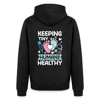 Kinderkrankenschwester Kinderkrankenpfegerin - Unisex Premium Bio Zip Hoodie - Schwarz - Hinten - Nico (187cm)