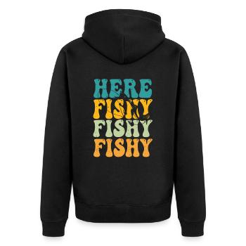 Fish Hunting Fishing Fishrod Fisherman - Unisex Premium Bio Zip Hoodie - Schwarz - Hinten - Nico (187cm)