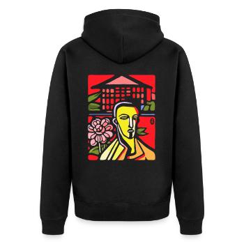 Unzufriedener abstrakter Kunst Kerl - Unisex Premium Bio Zip Hoodie - Schwarz - Hinten - Nico (187cm)
