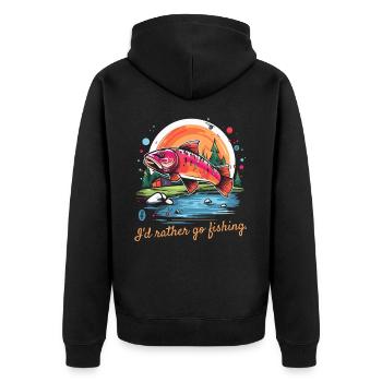Je préfère aller à la pêche, pêcher du poisson - Veste à capuche bio Premium Unisexe - noir - Dos - Nico (187cm)