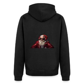 Lustige Weihnachtsdesigns Mit Dem Weihnachtsmann - Unisex Premium Bio Zip Hoodie - Schwarz - Hinten - Nico (187cm)