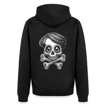 Rebellischer, süßer Totenkopf: Hardrock für Frauen - Unisex Premium Bio Zip Hoodie - Schwarz - Hinten - Nico (187cm)