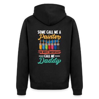 Some Call Me A Painter Important Call Me Daddy - Unisex Premium Bio Zip Hoodie - Schwarz - Hinten - Nico (187cm)