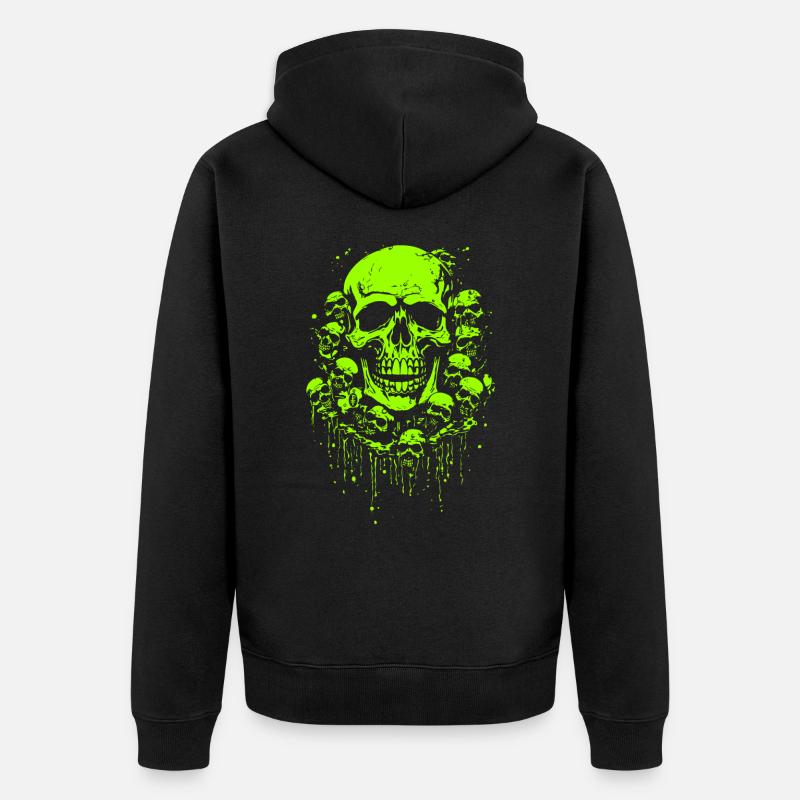 Les crânes verts visqueux abondent - Veste à capuche bio Premium Unisexe - noir