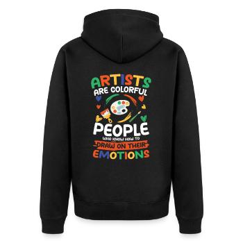 Artists Are Colorful People Draw On Their Emotion - Unisex Premium Bio Zip Hoodie - Schwarz - Hinten - Nico (187cm)