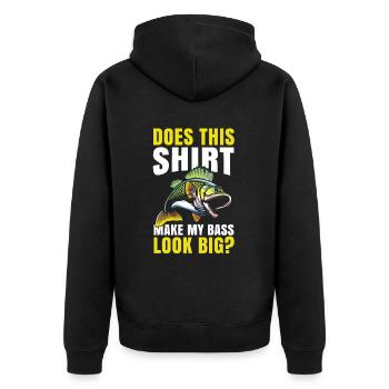 Macht Das Meinen Bass Für Alle Angelfans Groß? - Unisex Premium Bio Zip Hoodie - Schwarz - Hinten - Nico (187cm)