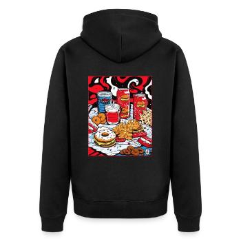 Beignets au sucre, limonade sucrée, bonbons et jeûne - Veste à capuche bio Premium Unisexe - noir - Dos - Nico (187cm)