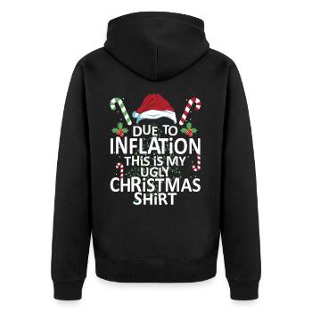 Aufgrund der Inflation Hässliche Weihnachten Witzi - Unisex Premium Bio Zip Hoodie - Schwarz - Hinten - Nico (187cm)
