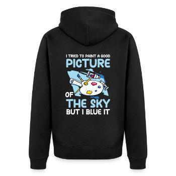 Good Picture Of The Sky But I Blue It - Unisex Premium Bio Zip Hoodie - Schwarz - Hinten - Nico (187cm)
