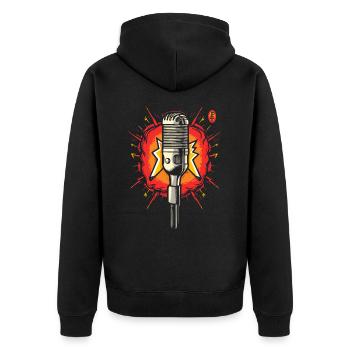 Super Ka Boom Cartoon Music Microphone - Unisex Premium Organic Zip Hoodie - black - Back - Nico (187cm)
