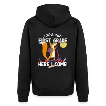 Cute Fox School Enrollment School Way School - Unisex Premium Organic Zip Hoodie - black - Back - Nico (187cm)