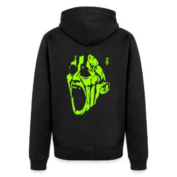 Der schreiende grüne Monster Mann - Unisex Premium Bio Zip Hoodie - Schwarz - Hinten - Nico (187cm)