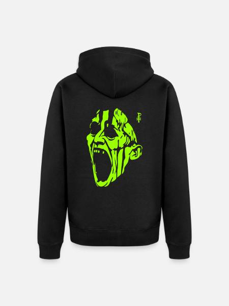 The Screaming Green Monster Man - Unisex Premium Organic Zip Hoodie - black