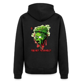 Zu heiß zum Anfassen: Ein schmelzender Zombie - Unisex Premium Bio Zip Hoodie - Schwarz - Hinten - Nico (187cm)