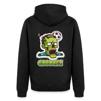 Zombie Fußball, Tor! - Unisex Premium Bio Zip Hoodie - Schwarz - Hinten - Nico (187cm)