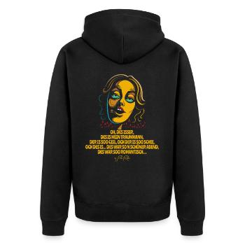 Toni says: "The man is my dream man" - Unisex Premium Organic Zip Hoodie - black - Back - Nico (187cm)