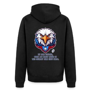 Die Rede des Adlers an die Nation - Unisex Premium Bio Zip Hoodie - Schwarz - Hinten - Nico (187cm)