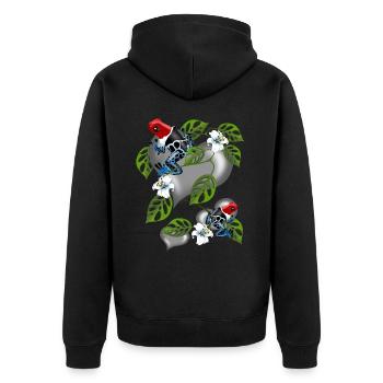 pfeilgiftfrosch - Unisex Premium Bio Zip Hoodie - Schwarz - Hinten - Nico (187cm)